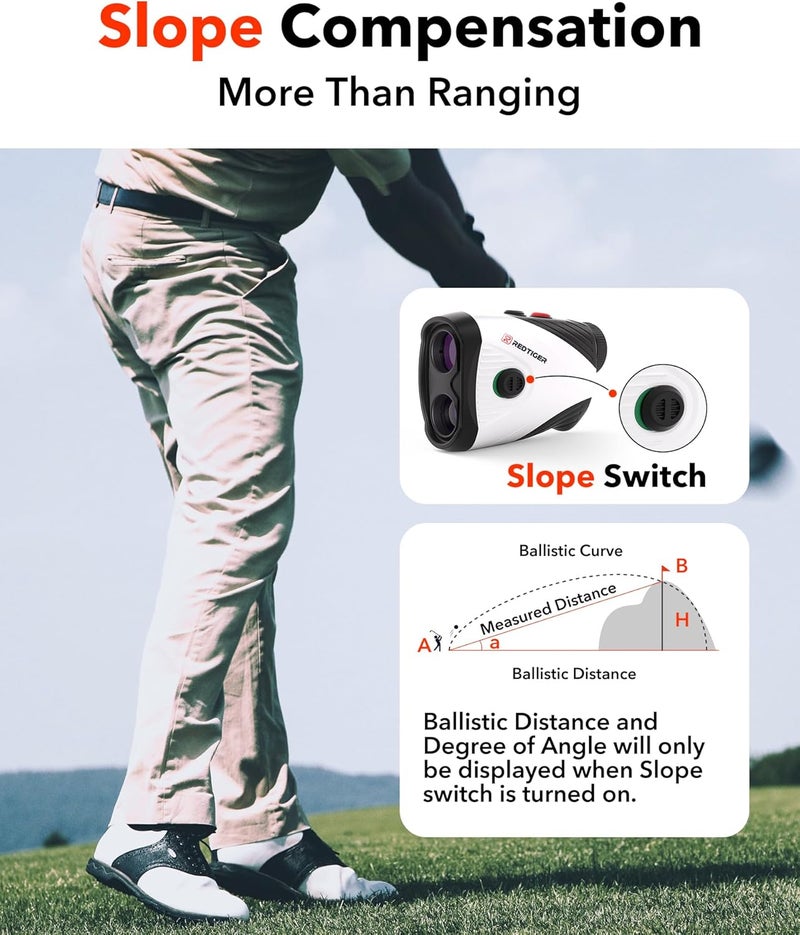 REDTIGER Golf Rangefinder with Slope Switch, 1200 Yards Range Finder Golfing, 7X Magnification, Flag Pole Locking Vibration, Rechargeable Range Finders with Magnet Stripe, GolfVue Series 1 - Image 4